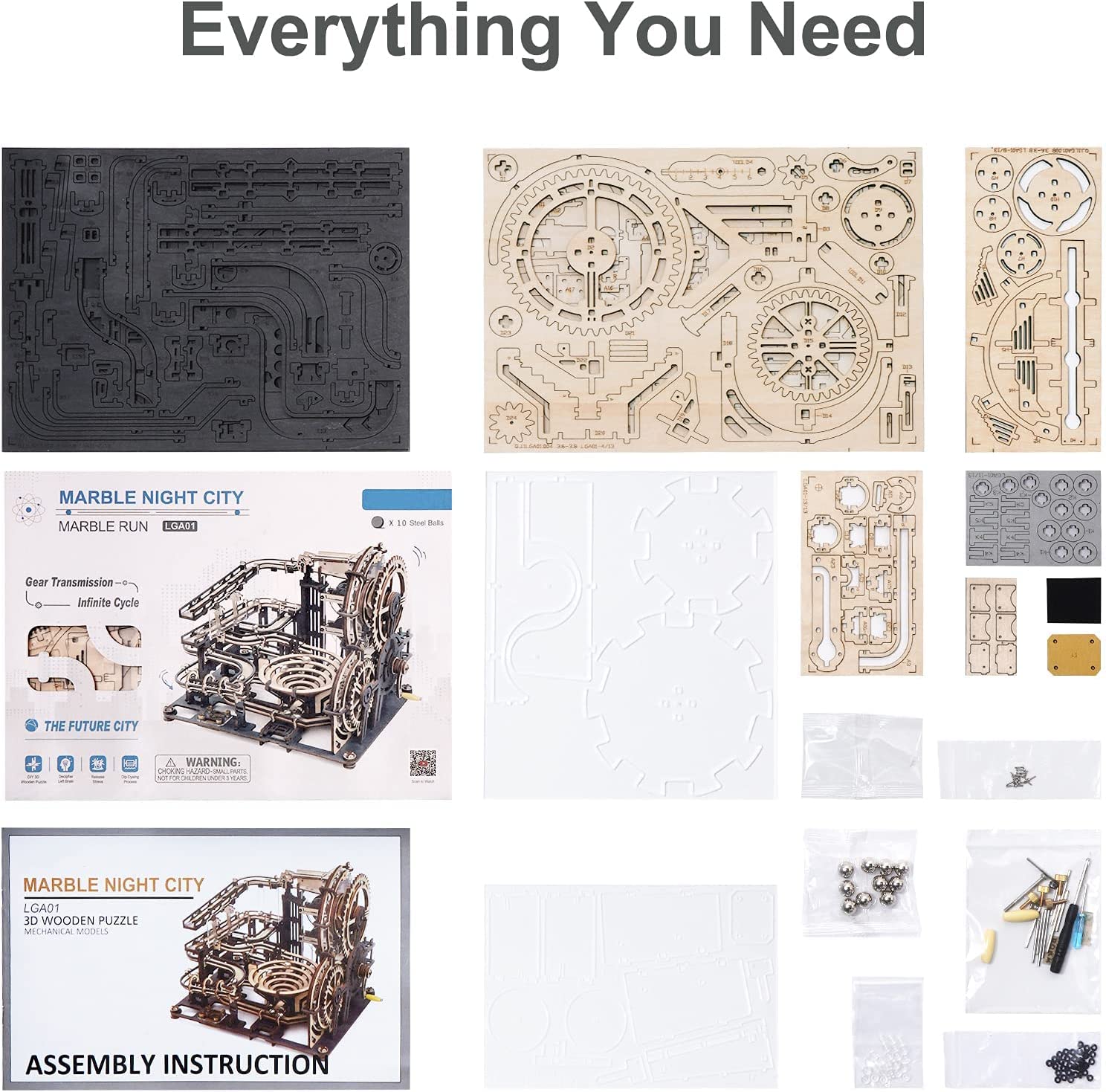 Robotime ROKR Marble Night City 3D Wooden Puzzle Games Assembly Waterwheel Model Toys For Children Kids Birthday Gift thumbnail 13