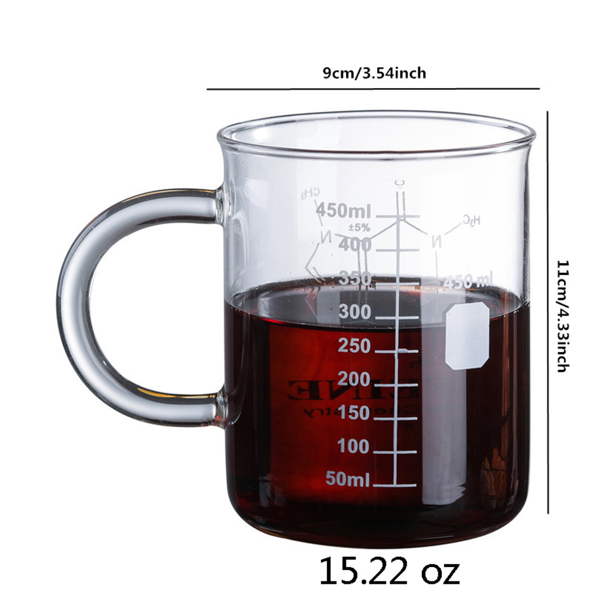1 PCS Transparent Tape With High Borosilicate Glass Cup, Coffee Cup, Coffee Sharing Cup With Scale Identification thumbnail 2